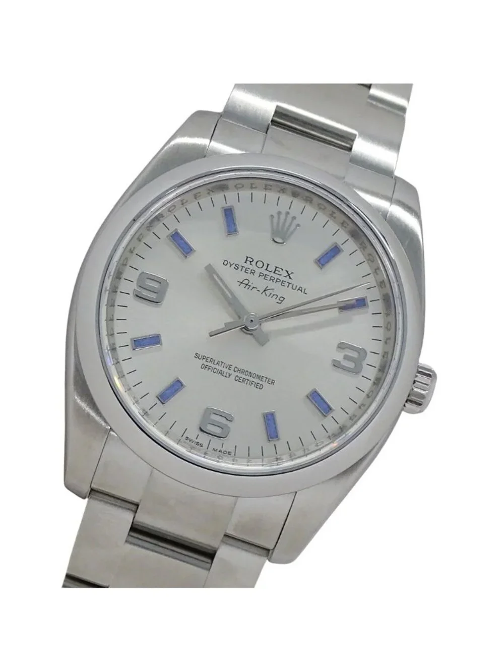 Rolex Air King Number Watch Automatic Winding at Stainless Steel Silver Blue